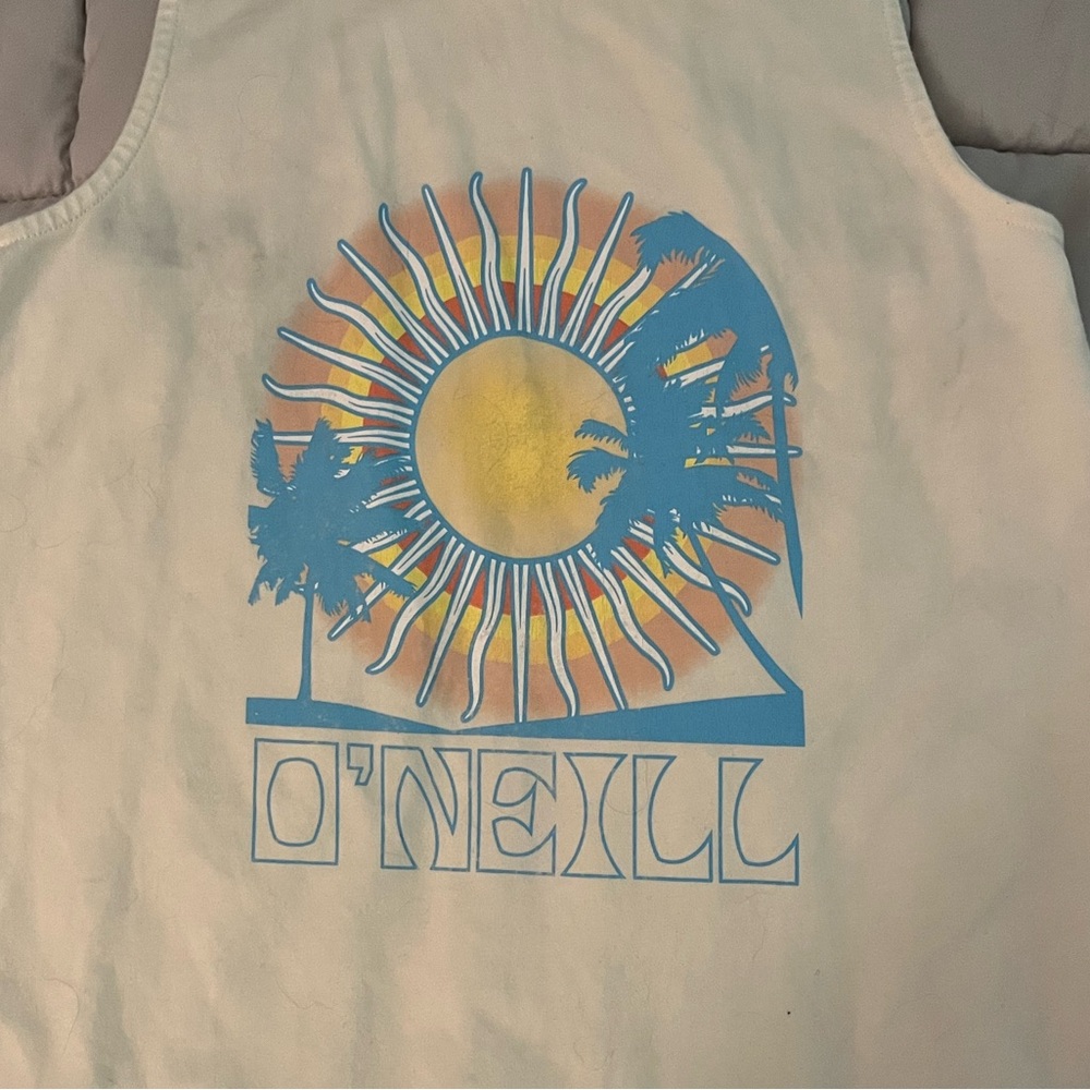 O'Neill Cream Tank Dress with Sun and Palm Design GIRLS